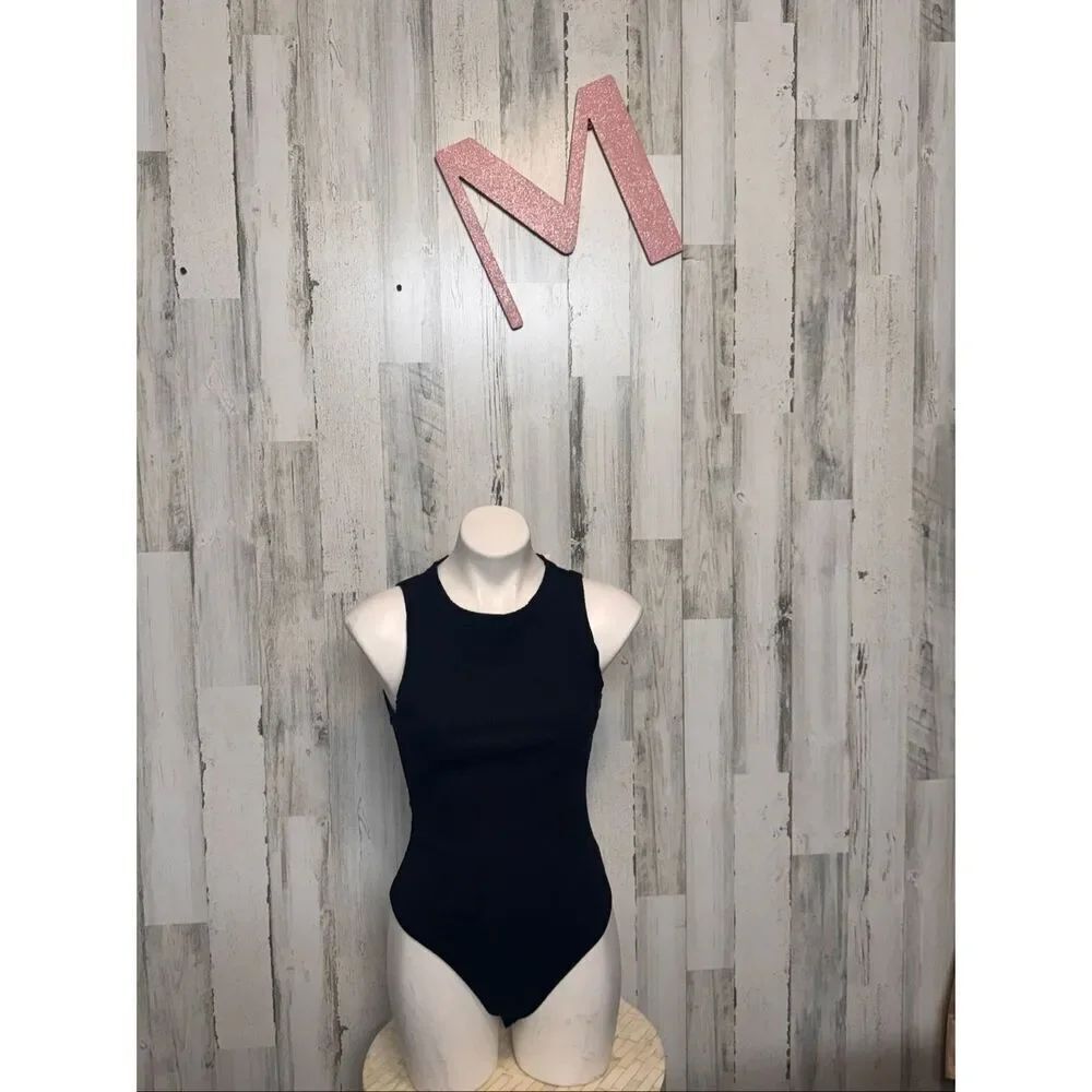 Forever 21 Ribbed Black Bodysuit – Size M